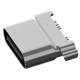 XB-ATCF-08-001 TYPE C 8P 母座防水拉伸壳带两脚护套L=7.6MM,SMT不外露,充电版